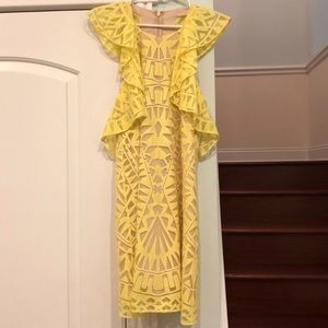 BCBG Jenni Ruffle-Shoulder Racerback Dress